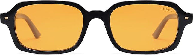 SOJOS Trendy Rectangle Polarized Sunglasses Womens Mens, Small Retro Fashion Thin Slim Square Sunnies SJ2610