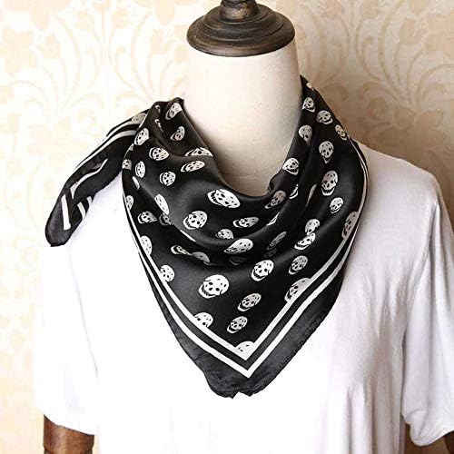 ANDANTINO 100% Real Mulberry Silk Scarf -21'' x 21''- Lightweight Neckerchief –Women Men Small Square Digital Printed Scarves