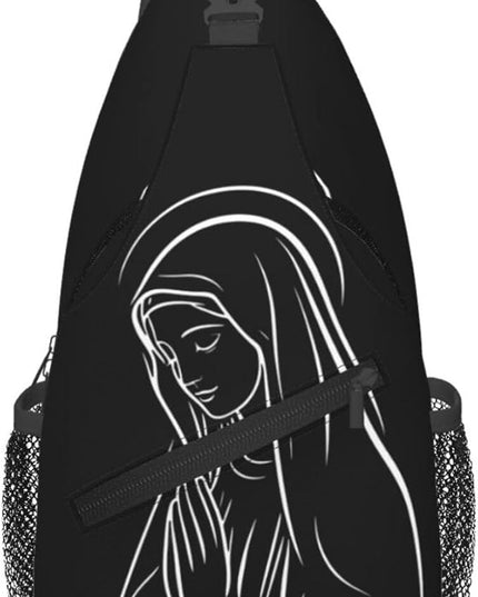 Our Lady of Guadalupe Sling Bag Crossbody Bags Clovers Chest Bag for Travel Hiking for Men Women Line Mary 1