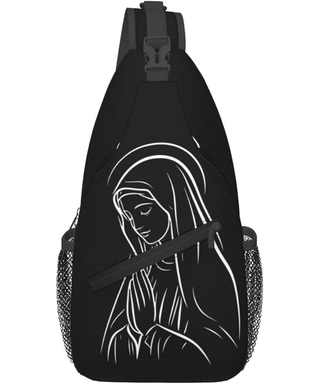 Our Lady of Guadalupe Sling Bag Crossbody Bags Clovers Chest Bag for Travel Hiking for Men Women Line Mary 1