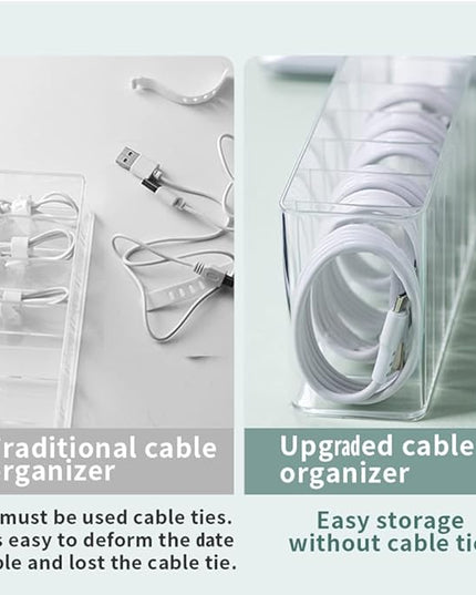 Charger Cable Cord Storage Organizer Box - 2 Pack With Lid - Easy Storage Without Cable Ties