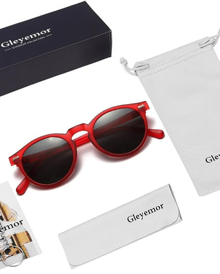 Gleyemor Vintage Polarized Sunglasses for Men Round Sunglasses UV400 Protection Retro Hand-crafted Acetate Frame