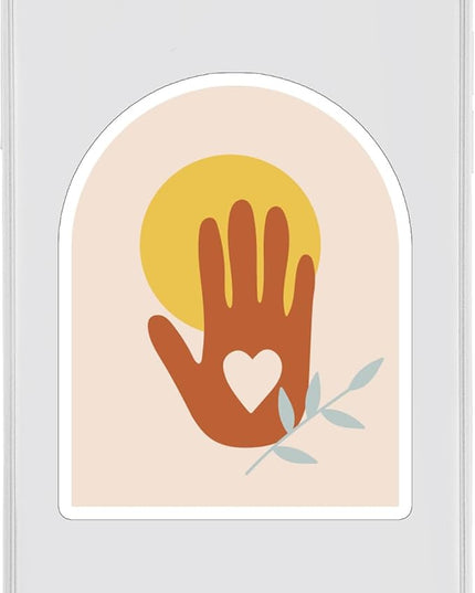 (1PC) Sun Heart Hand Flowers Sticker for Phone Tablet Laptop Car Truck Window | 4" Sticker