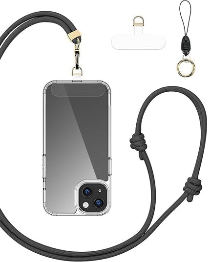 Anti-Theft Phone Lanyard Crossbody & Wrist Strap | 2 Phone Tabs, Secure Lock Design | Universal for All Phones | Adjustable Strap with Premium Metal Buckles | Skin-Friendly Nylon