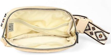 C.C Aztec Strap Fanny Pack For Women Unisex - Daily Waist Crossbody Belt bag With Adjustable Strap (Beige)
