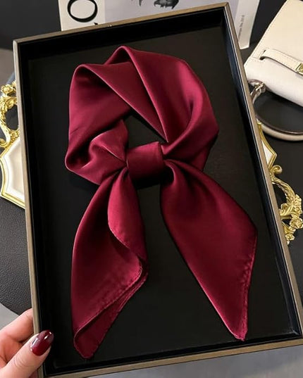 CHUNG Women's Square Satin Scarf 27.5" Bandanas Solid 50s Retro Neck Scarves Emulation Silk Handbag Hair Ribbons Necktie