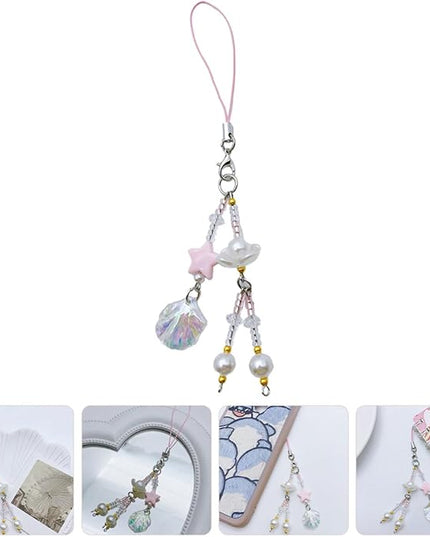 Beaded Shell Phone Chain Charm for Women Bohemian Design Strap Accessory Lanyard for Keys and Bags for Daily Use