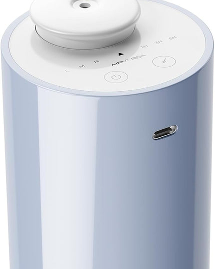 Airversa Waterless Diffuser for Essential Oil, Car Diffsuer, Battery Operated Nebulizer, 0.7 Fl Oz/ 20mL, Mini Scent Air Machine, 3 Timers & 3 Mist Levels for Home, Room, Office - AN6 Light Steel Blue