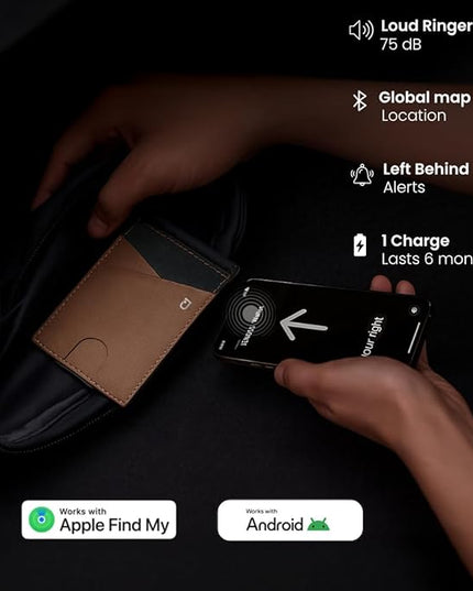 Jenoss Smart Tracking Wallet For Men: Smart Tracker Works with Apple Find My Full Grain Leather, Slide Pop Up Card, Minimalist Compact 12 Cards Slot Organizers ID Money Clip