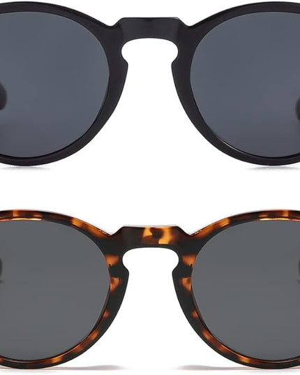 Gleyemor Vintage Polarized Sunglasses for Men Round Sunglasses UV400 Protection Retro Hand-crafted Acetate Frame