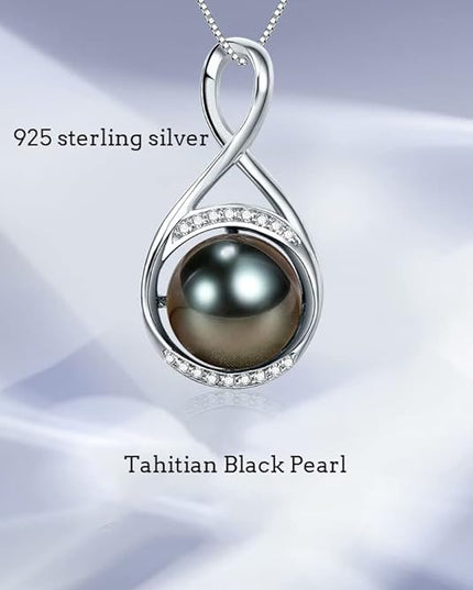 Gifts for Women Mom-Wedding-Anniversary-Wife-Jewelry-Tahitian -Black-Pearl-Necklace for Women Birthday for Womens Her Girlfriend Valentines Day Mothers Day Christmas Gifts for Wife Mom