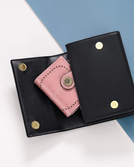 SENDEFN Small Womens Wallet Leather Bifold Card Holder RFID Blocking with Zipper Coin Pocket