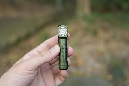 Manker E02 III Everyday-Carry Flashlight, USB-C Rechargeable 10440 / AAA Flashlight, Pocket EDC Flashlight with Magnetic Tail, Reversible Clip (400 Lumens NICHIA 519A-v1 4000K R9080, Army Green)