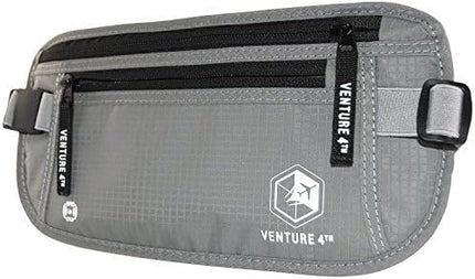 VENTURE 4TH Money Belt for Travel – Hidden Under-Clothes RFID Blocking Passport Holder & Slim Travel Wallet Pouch for Men & Women to Protect Cash, Cards & Documents (Silver)