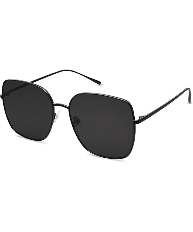 SOJOS Trendy Oversized Square Metal Frame Sunglasses for Women Men Retro Big Flat Lens UV Protection Sunglasses SJ1146