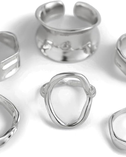 Chunky Rings for Women Adjustable Thick Rings Set Trendy Statement Stackable Ring for Women Chunky Jewlery Irregular Dome Flower Finger Knkuckle Thumb Ring