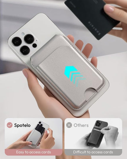 Magnetic Wallet for iPhone, Compatible with MagSafe Adjustable Stand Wallet, RIFD Blocking Leather Magnetic Card Holder for iPhone 17/16/15/14/13/12 Series, Not for iPhone 13/12 Mini(Silver)
