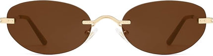 SOJOS Retro Small Oval Sunglasses Womens Trendy Rimless Sun Glasses Vintage Narrow Shades SJ1242