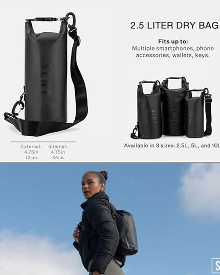 SLNT Waterproof Faraday Dry Bag - 420D Waterproof Nylon Signal Blocking Backpack - Protects Electronics from Water, Spying, Hacking - Blocks RFID, WiFi, Bluetooth, NFC, Cellular, GPS, EMF (2.5 Liter)
