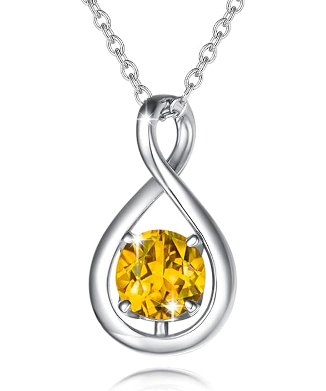 FANCIME Birthstone Necklaces for Women Fine Jewelry Sterling Silver Dainty Infinity Pendant Anniversary Birthday Christmas Gifts for Her Wife Mom Lady Daughter, Chain 16"+2" Extend