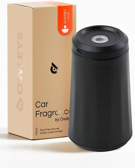 Aura Glide Waterless Car Diffuser – Portable Essential Oil Nebulizer for Car & Home | 6×100ml Essential Oils | Single Charge = 1 Month of Use | Aromatherapy Diffuser | Black Sunset Lake BBQ