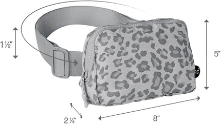 C.C Belt Bag for Women – Quilted Fanny Pack Crossbody Waist Bag with Adjustable Strap, Fashion Gift Idea (Leopard Pattern - grey)