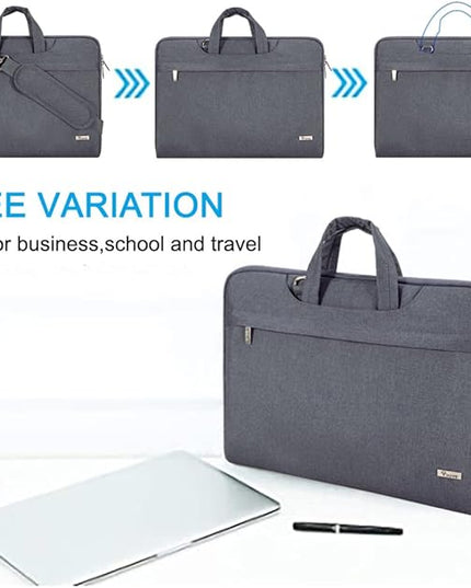 Voova Laptop Bag 13 14 Inch, Waterproof Computer Sleeve Carrying Case with Shoulder Straps & Handle Compatible with Macbook Air 13 M2/M3/M4, MacBook Pro 13/14, HP Dell Lenovo Chromebook 14, Grey