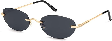 SOJOS Retro Small Oval Sunglasses Womens Trendy Rimless Sun Glasses Vintage Narrow Shades SJ1242