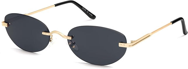 SOJOS Retro Small Oval Sunglasses Womens Trendy Rimless Sun Glasses Vintage Narrow Shades SJ1242