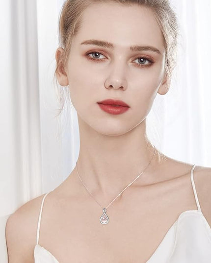 FANCIME Birthstone Necklaces for Women Fine Jewelry Sterling Silver Dainty Infinity Pendant Anniversary Birthday Christmas Gifts for Her Wife Mom Lady Daughter, Chain 16"+2" Extend