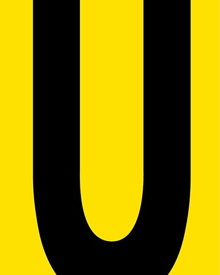 Mighty Line U Letter Alphabet Die Cut Location Markers, Large Decal Stickers for Pallet and Machinery Marking, Heavy-Duty, Peel and Stick Adhesive, Industrial Quality, 6"x10", Pack of 10, Yellow