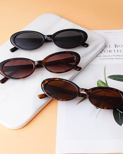 90s Sunglasses for Women Men Retro Small Oval Sunglasses