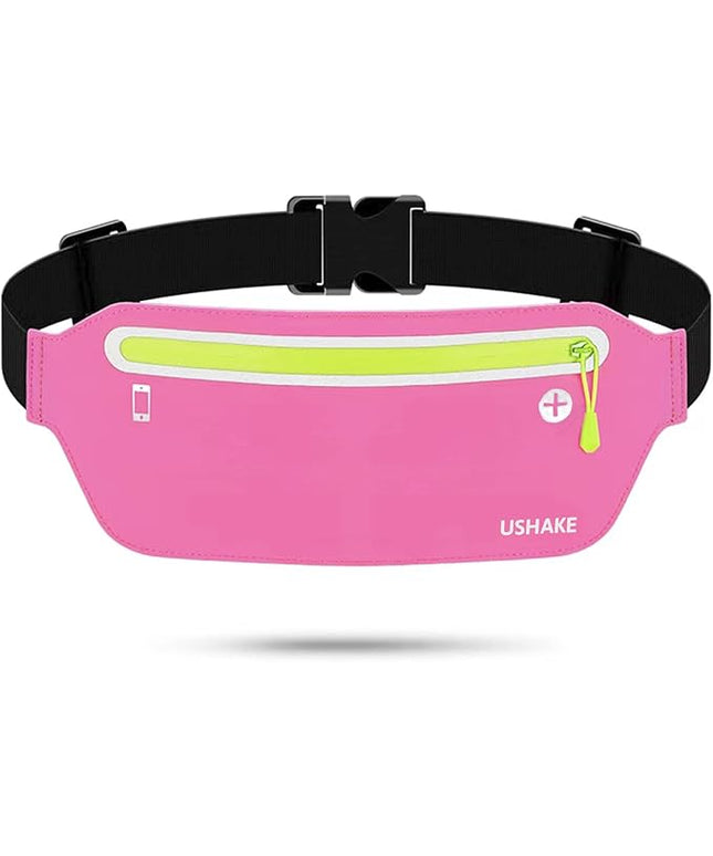USHAKE Slim Running Belt, Ultra Light Bounce Free Waist Pouch Fitness Workout Belt Sport Waist Pack Exercise Waist Bag for Apple iPhone Samsung in Running Gym Marathon Cycling