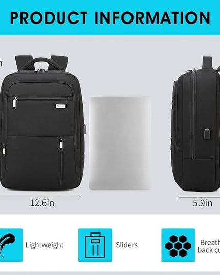 DUSLANG 15.6 Inch Laptop Backpack for Travel Water Resistant College Backpack for Men Women Laptop Bag with USB Charging Port Business Backpack,Black