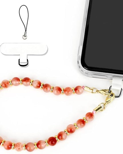 Marble Beaded Phone Wrist Strap, Cellphone Lanyard with Tether Tab, Hands-Free Wristlet Bracelet