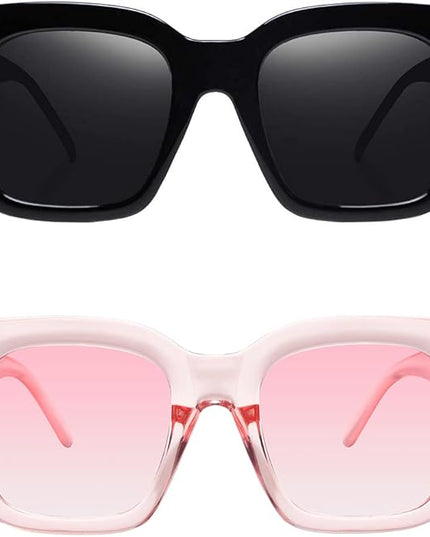 Vintage Women Oversized Sunglasses Designer Luxury Square Sun Glasses UV400 Protection Flat Lens
