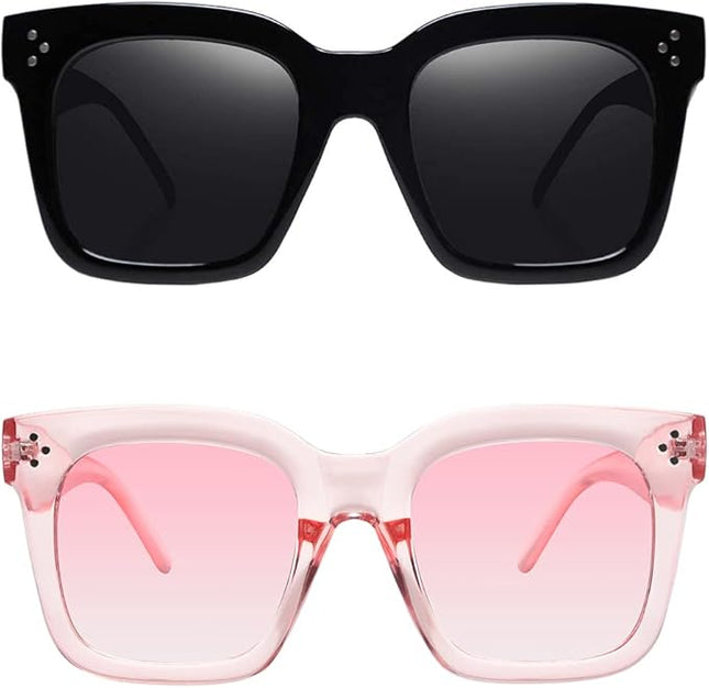 Vintage Women Oversized Sunglasses Designer Luxury Square Sun Glasses UV400 Protection Flat Lens