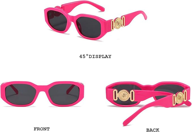 BUTABY Rectangle Sunglasses for Women Retro Driving Glasses 90’s Vintage Fashion Irregular Frame UV400 Protection