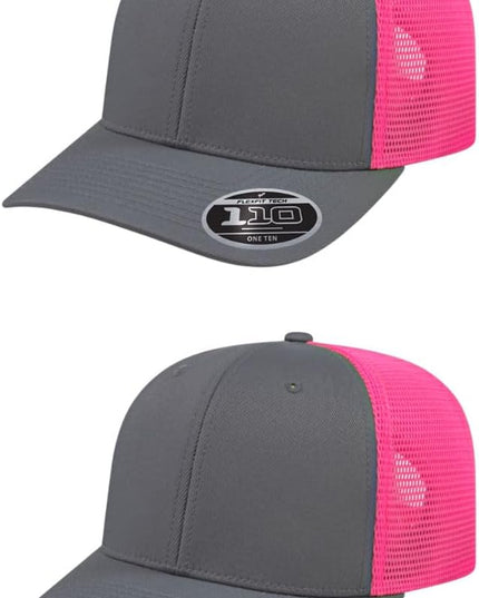 Cap America i8502 Flexfit 110 Premium Mid Profile 6-Panel Mesh Back Trucker Cap Hat w/UV Guard & Adjustable Snapback