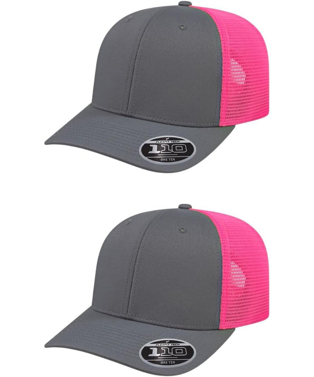 Cap America i8502 Flexfit 110 Premium Mid Profile 6-Panel Mesh Back Trucker Cap Hat w/UV Guard & Adjustable Snapback