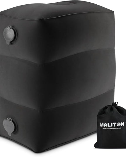 Maliton Inflatable Travel Foot Rest Pillow, Toddler Airplane Bed, Car Seat Foot Rest for Kids, Adjustable Height Leg Rest Pillow for Airplane, Home, Office(Black, 1 Pack)