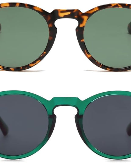 Gleyemor Vintage Polarized Sunglasses for Men Round Sunglasses UV400 Protection Retro Hand-crafted Acetate Frame