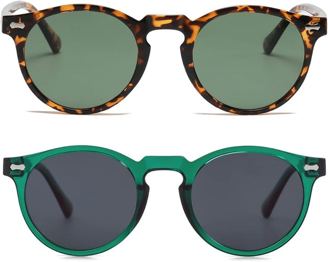 Gleyemor Vintage Polarized Sunglasses for Men Round Sunglasses UV400 Protection Retro Hand-crafted Acetate Frame