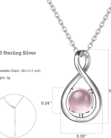 FANCIME Birthstone Necklaces for Women Fine Jewelry Sterling Silver Dainty Infinity Pendant Anniversary Birthday Christmas Gifts for Her Wife Mom Lady Daughter, Chain 16"+2" Extend
