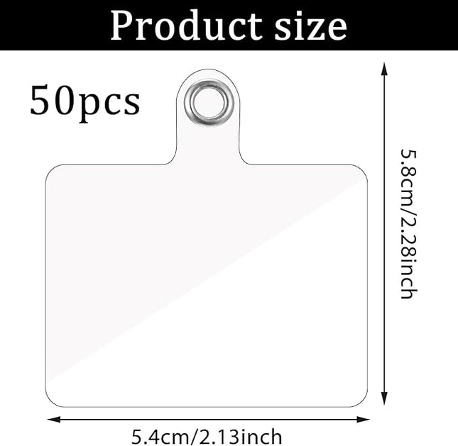 50PCS Phone Tether Tab Cellphone Strap Transparent Phone Lanyard Tab Connector Lanyard Patch Universal Cellphone Tether Patches Non Adhesive Clear Replacement Patches for Most Smartphones Phones Cases