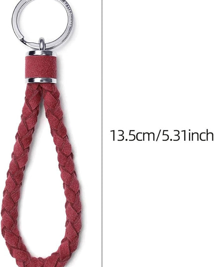 BETTERHUMZ Leather Key Fob Car Weave Keychain Ring Woven Strap Braided Key Chain for Alcantara Accessories