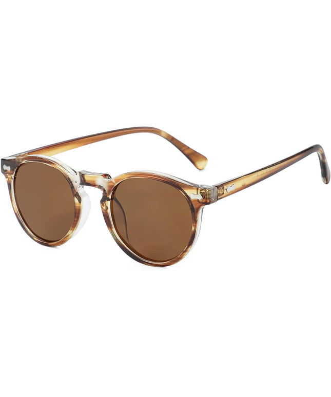 Gleyemor Vintage Polarized Sunglasses for Men Round Sunglasses UV400 Protection Retro Hand-crafted Acetate Frame