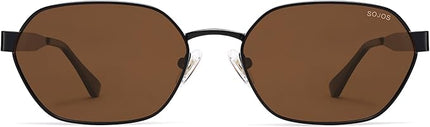 SOJOS Trendy Polarized Hexagon Sunglasses for Women Men, UV400 Retro Rectangle Shades SJ1238
