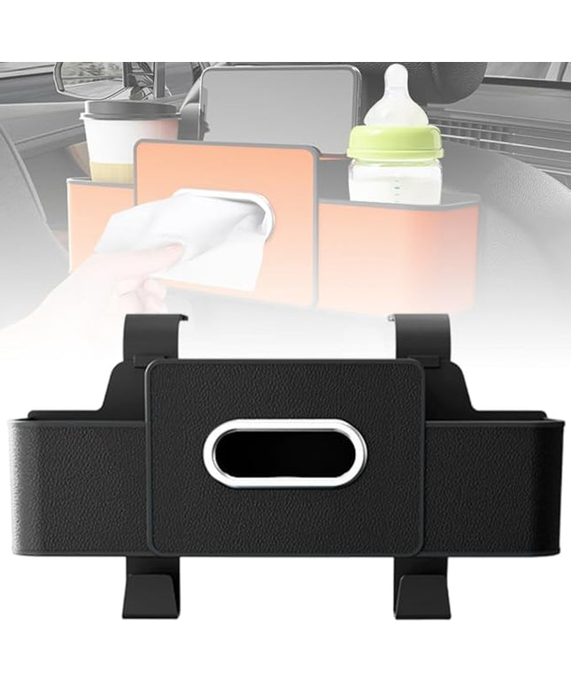 Car Organizers and Storage Box, 4 in 1 Multifunctional Car Backseat Organizer with Cup Holder for Hold Phones, Snacks, Drinks, and Handbags, Universal Fit for Most Cars (Black)