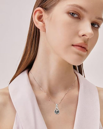 Tahitian Black Pearl Necklaces for Women, Sterling Silver Single Pearl Pendant Necklace Birthday Anniversary Jewelry Gifts for Wife Mom
